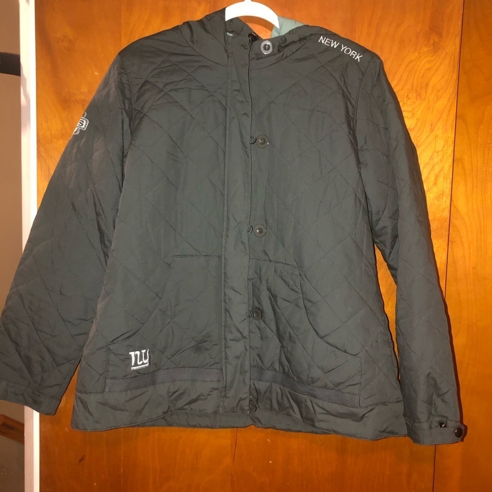 𝅺Women nfl new york giants gray quilted jacket xl